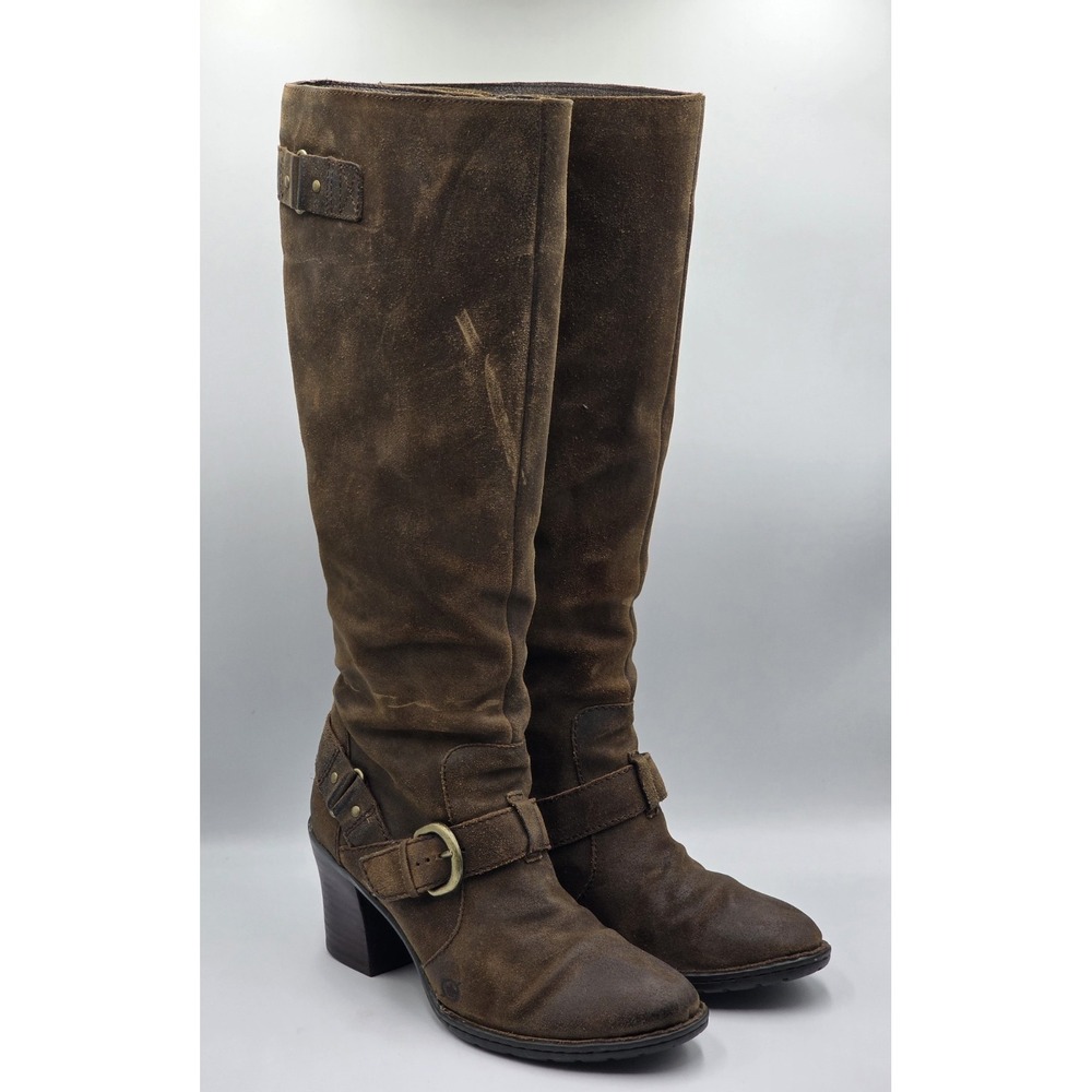 Born Knee High Boots Shoes Womens Size 8 US 40 EU Brown Distressed Leather
